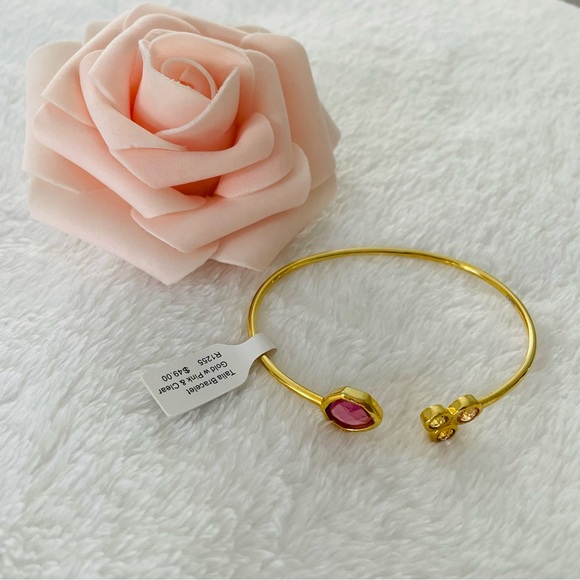 TALIA NWT Gold Crystal Cuff Bracelet with Pink & Clear Crystals - Picture 13 of 13